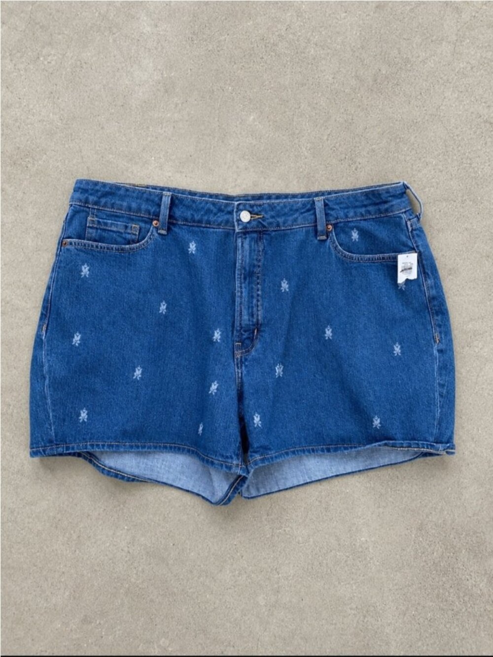 Old Navy High Rise OG Straight Denim Shorts Woman 22 Super Bloom Print Festival